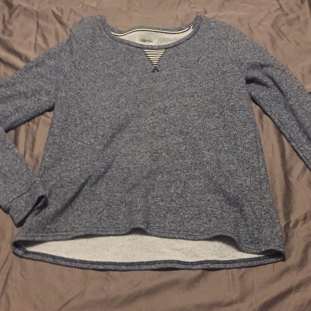 Lucky Lotus Blue Raglan Pullover Sweatshirt-Size M